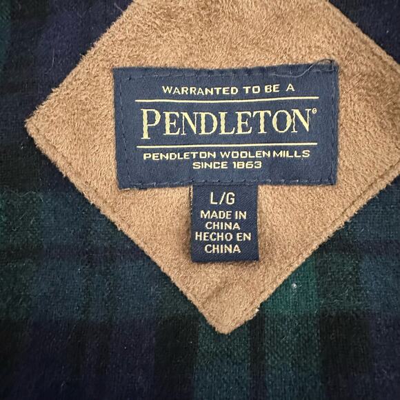 Pendleton Womens Large Navy/Green Plaid Full Zip Fuzzy Teddy Jacket Cozy Zip-Up - Picture 13 of 13